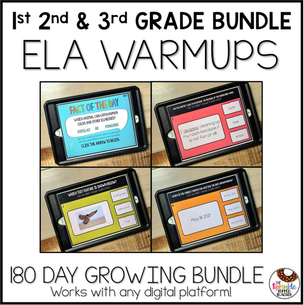 1st-3rd Grade Digital ELA Spiral Review Growing Bundle - Distance Learning