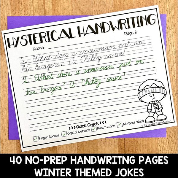 Winter Handwriting Worksheets - Cursive