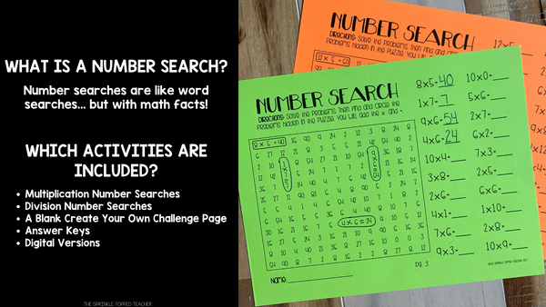 Multiplication and Division Math Facts Fluency - Number Search Games