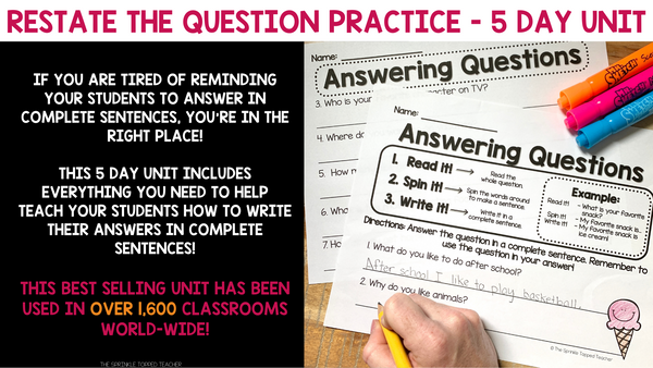 Restate the Question Practice | 5 Day Unit