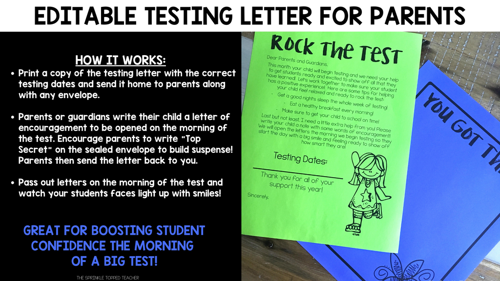 Editable Testing Letter for Parents – The Sprinkle Topped Teacher Shop