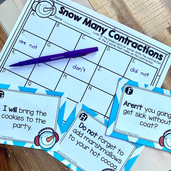 Contractions Scoot Game | Winter Task Cards