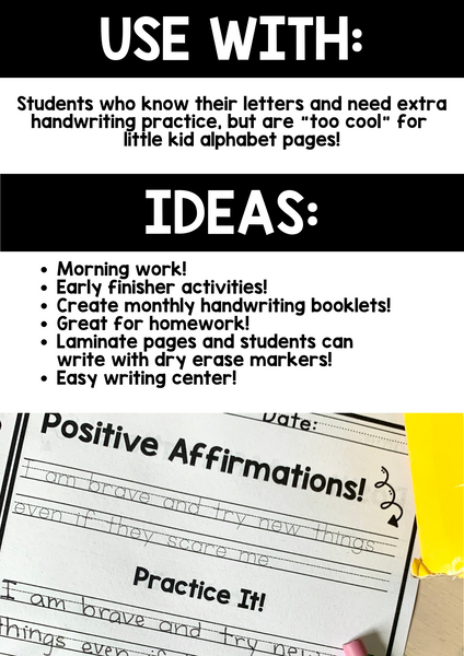 Handwriting Practice for Older Students | Year Long | Print Worksheets