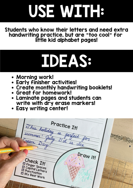 Cursive Handwriting Practice | Year Long Daily Worksheets for Older Students