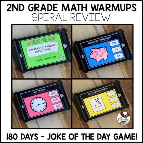 2nd Grade Digital Math Spiral Review | 180 Days of Math Warm Ups