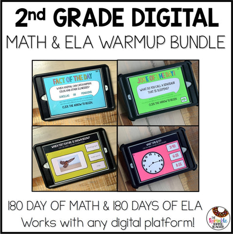 2nd Grade Digital Math & ELA Warm Up Bundle | Spiral Review