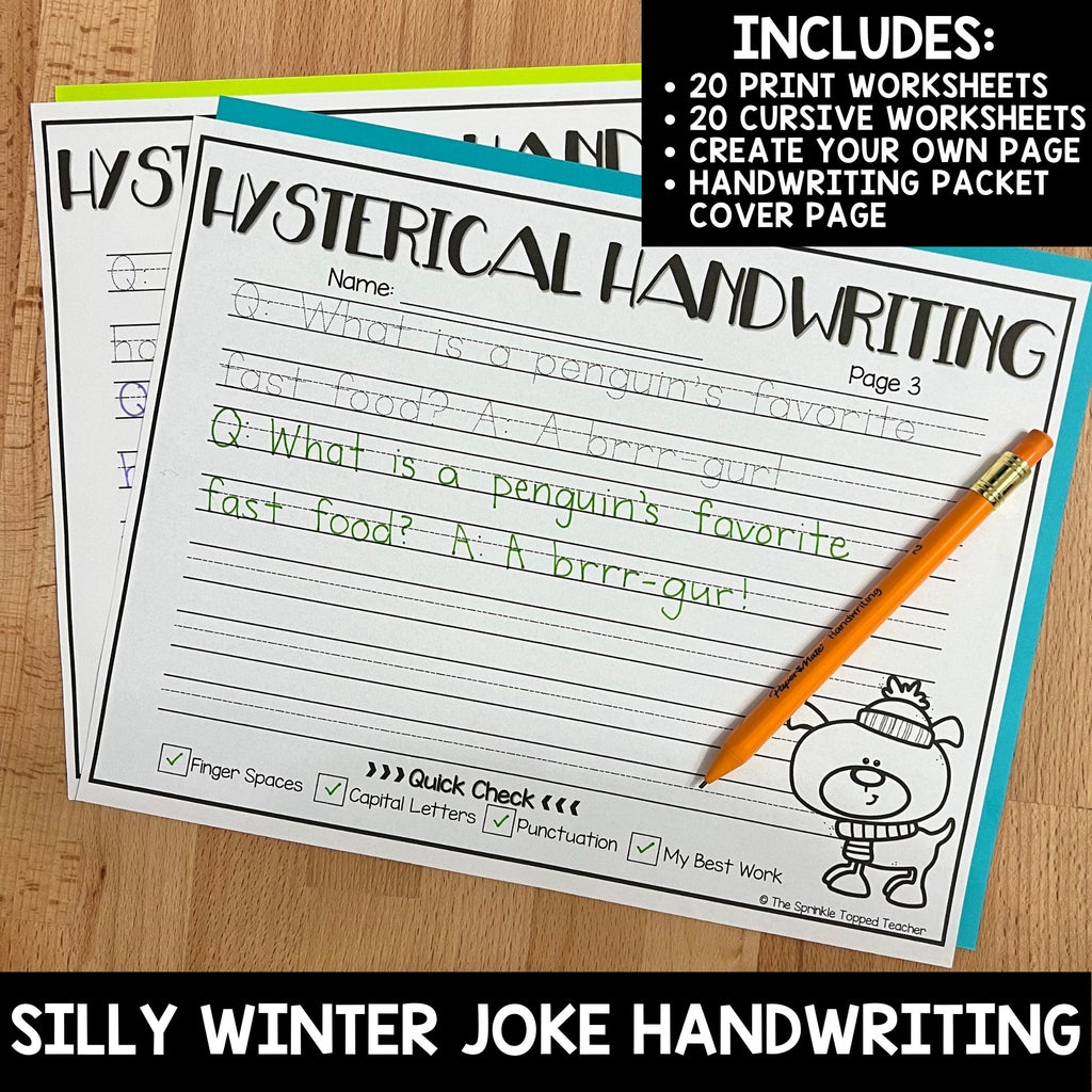 Winter Handwriting Worksheets  Print and Cursive – The Sprinkle