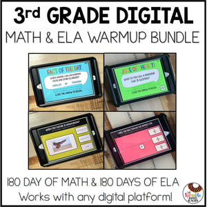 3rd Grade Digital Math & ELA Warm Up Bundle | Spiral Review