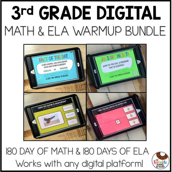 3rd Grade Digital Math & ELA Warm Up Bundle | Spiral Review