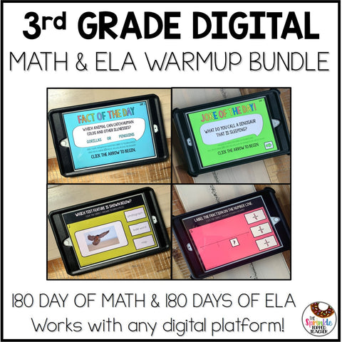 3rd Grade Digital Math & ELA Warm Up Bundle | Spiral Review
