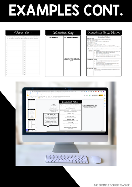 20 Minute Sub Plan Template | Editable