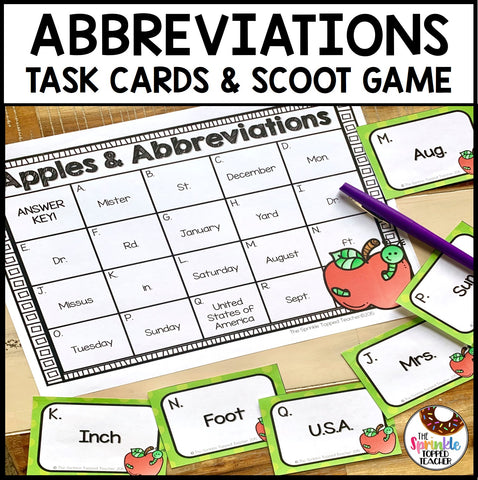 Abbreviations Task Cards | Fall Scoot Game
