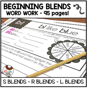 Beginning Blends Word Work Bundle | S Blends L Blends R Blends