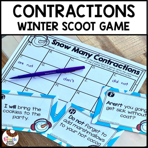 Contractions Scoot Game | Winter Task Cards