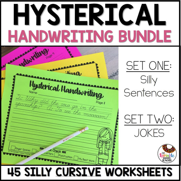 Hysterical Handwriting Worksheets Cursive Bundle