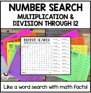 Multiplication and Division Math Facts Fluency - Number Search Games