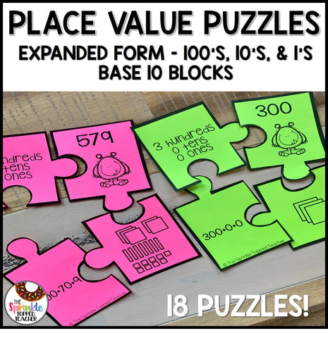 Place Value Puzzles | 2nd Grade Monster Theme