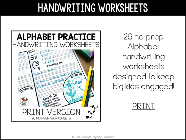 Alphabet Handwriting Worksheets - PRINT