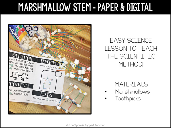 Marshmallow Toothpick Tower Science Experiment with the Scientific Method - STEM