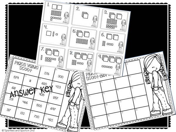 3 Digit Place Value: Base Ten Blocks Scoot Game