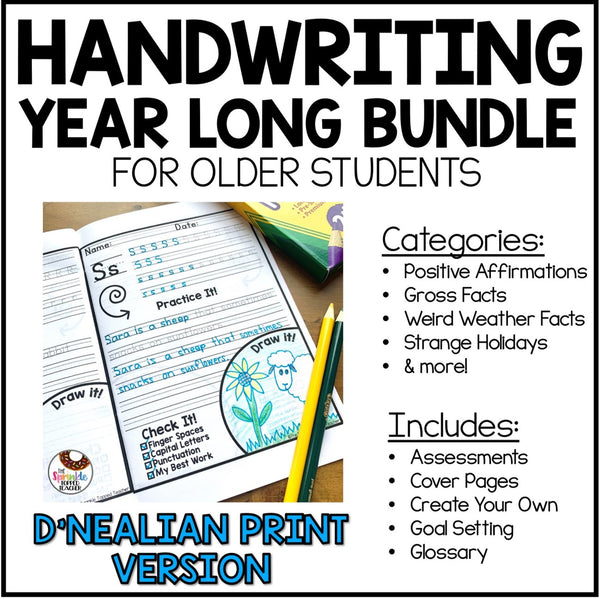 Year Long Handwriting Worksheets for Older Students - D'NEALIAN PRINT